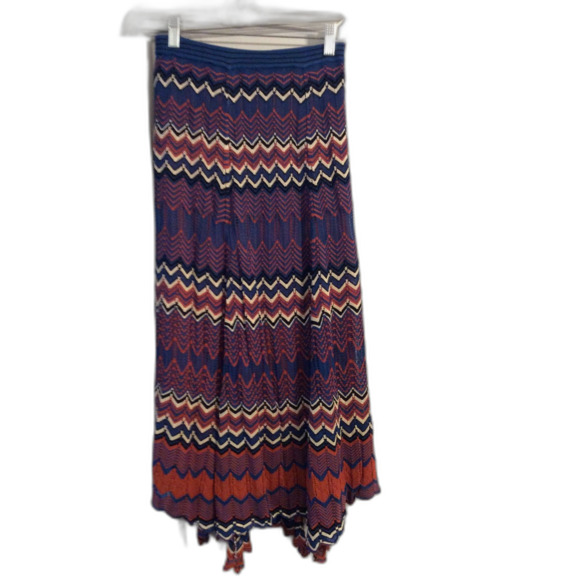 Sandro Paris Crocheted Skirt Chevron Small Stretchy Midi Elastic Waist boho - Picture 1 of 8